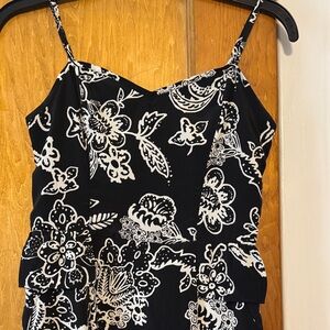 American Eagle Outfitters Black and White Floral Camisole Dress